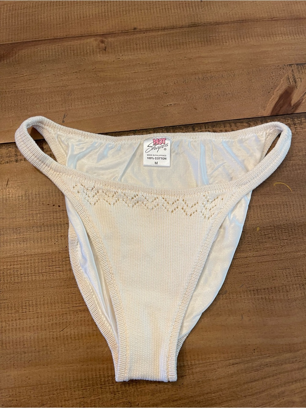 Hot Shapers White Knit Bikini Bottom Size M 100% Cotton VTG 70’s